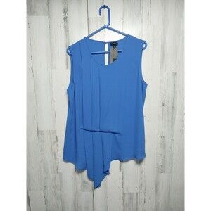 Mossimo Sleeveless Blouse Size XL Blue Pleated  Scoop Neck Brand New With Tags